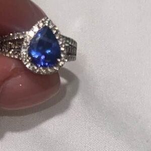 Levian Blue and White Gold Sapphire Halo Ring